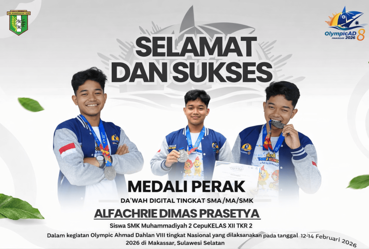 Siswa SMK Muhammadiyah 2 Cepu sabet medali perak Olympicad VIII Nasional 2026 cabang Dakwah Digital di Makassar
